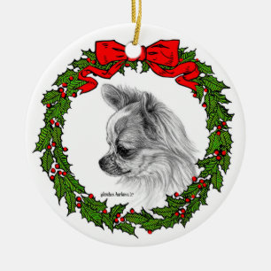 Décoration En Céramique Long manteau Chihuahua Art par Glenda S. Harlan