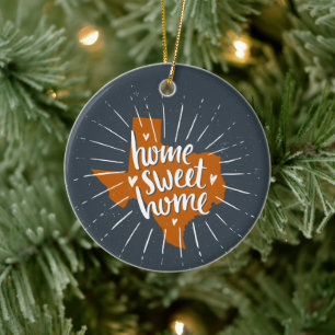 Décoration En Céramique Longhorn Burnt Orange Home Sweet Home - Texas