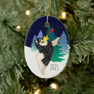 Décoration En Céramique L'ornement Celestial Finlandais Lapphund 2021