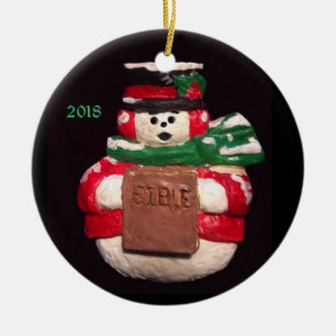 DÉCORATION EN CÉRAMIQUE L'ORNEMENT COLLECTABLE DU BONHOMME DE NEIGE 2018
