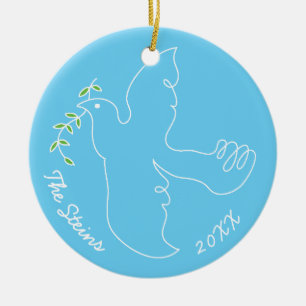 Décoration En Céramique L'ornement du Cercle de la "Dove Chanoukah" de Han