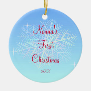 Décoration En Céramique L'ornement flocon de neige de Noël de Nonna