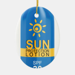 Décoration En Céramique Lotion de protection solaire sur le blanc