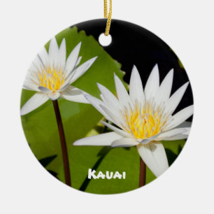 Décoration En Céramique Lotus blanc avec nénuphars, Kauai Hawaï