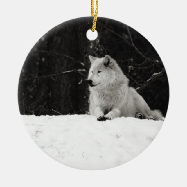 Décoration En Céramique Loup de Neige (Devant)