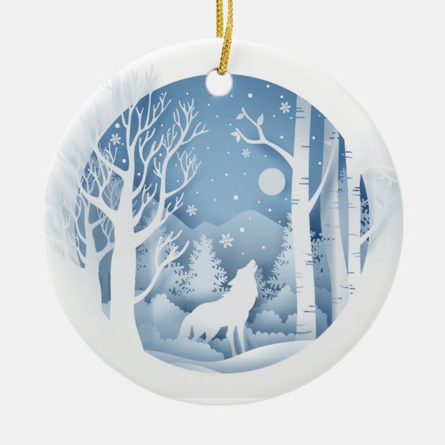 Décoration En Céramique Loup d'hiver (Devant)