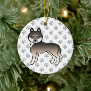 Décoration En Céramique Louveteau gris foncé Husky sibérien Chien de dessi