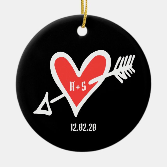 Décoration en céramique Love Heart personnalisée (Devant)