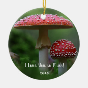 Décoration En Céramique Love You Mush Champignons Ornament Round