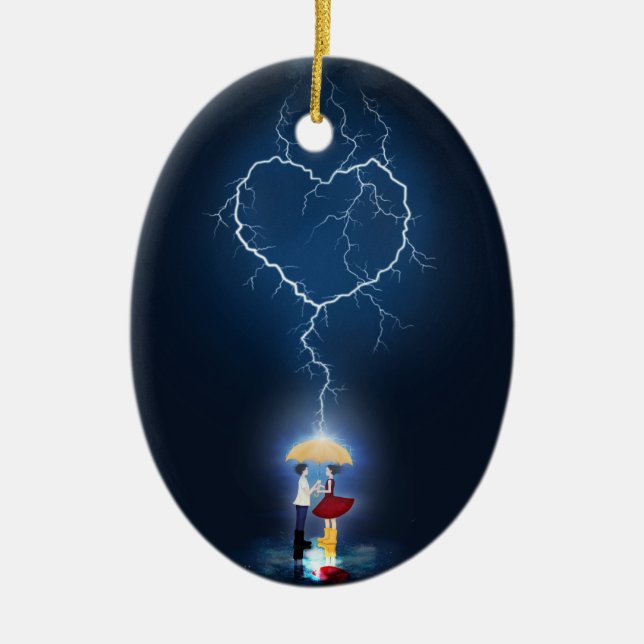 Décoration En Céramique "Lovestruck" Moment Under an Umbrella Custom (Devant)