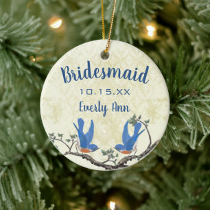 Décoration En Céramique Lucky Bluebird Floral Vintage Lovebird Bridesmaid