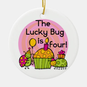 Décoration En Céramique Lucky Bug Cupcake 4th Birthday T-shirts et cadeaux