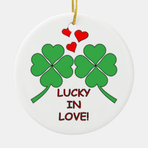Décoration En Céramique Lucky In Love Hearts Clover