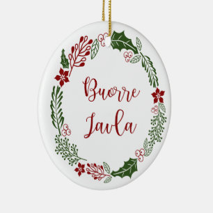 Décoration En Céramique Lule Sámi Joyeuse couronne de Noël, Buorre Javla