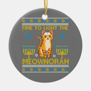 Décoration En Céramique Lumière Le Meownorah Juif Chat Menorah Lover Laid