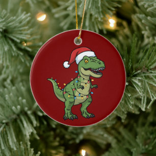 Décoration En Céramique Lumières de Noël de dinosaure Fête Esprit festif D