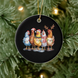Décoration En Céramique Lumières de Noël de poulet drôle Ferme Animal Noël