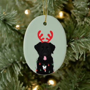 Décoration En Céramique Lumières de Noël des rennes de chien noir