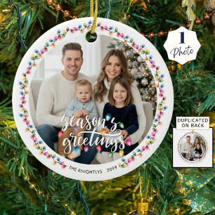 Décoration En Céramique Lumières de Noël d'une photo Joyeuses Fêtes