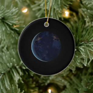 Décoration En Céramique Lumières nocturnes sur la planète Terre (Hémisphèr