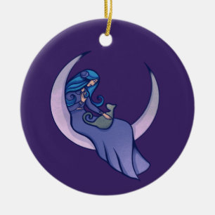 Décoration En Céramique Lune Sorcière LuneEnfant Pagan Wicca Art