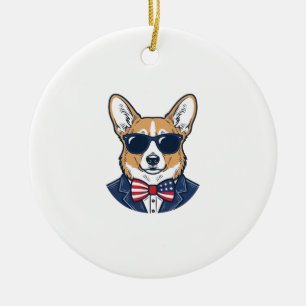 Décoration En Céramique Lunettes de soleil Corgi patriotiques Art vectorie