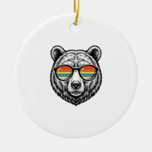 Décoration En Céramique lunettes de soleil vintage ours graphique vectorie