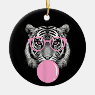 Décoration En Céramique Lunettes de Tigre et Bubble Gum Rose Anim pour Fem