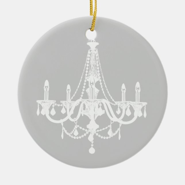 Décoration En Céramique Lustre blanc et gris chic (Devant)