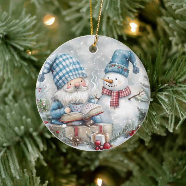 Décoration En Céramique Lutin de Noël Bleu  (Arbre)