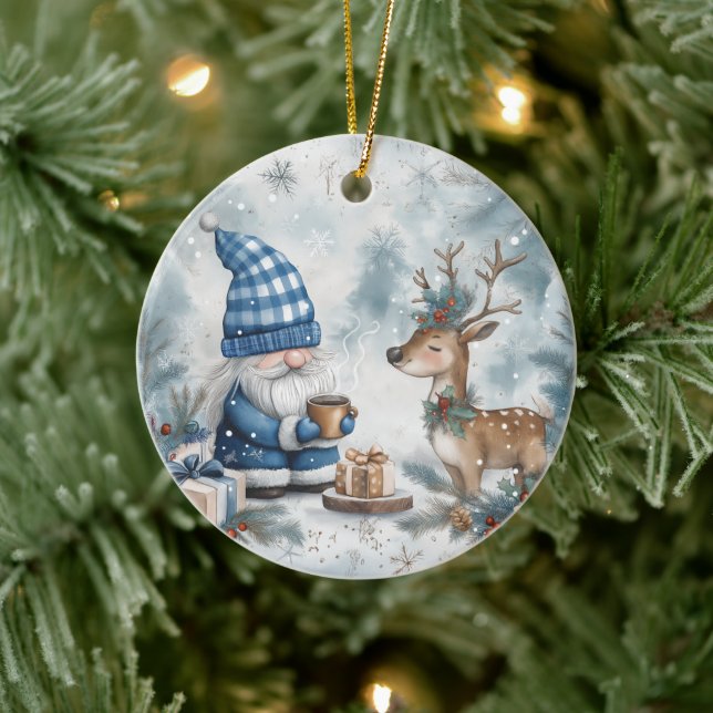 Décoration En Céramique Lutin de Noël Bleu  (Arbre)