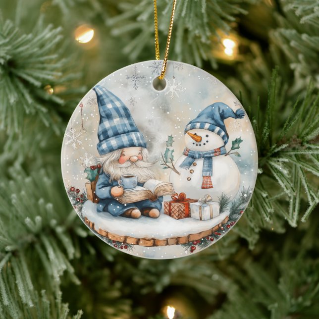 Décoration En Céramique Lutin de Noël Bleu  (Arbre)