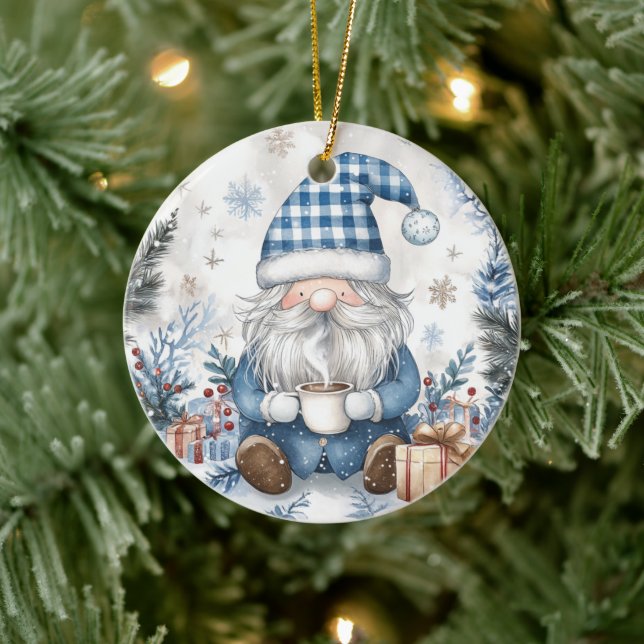 Décoration En Céramique Lutin de Noël Bleu  (Arbre)