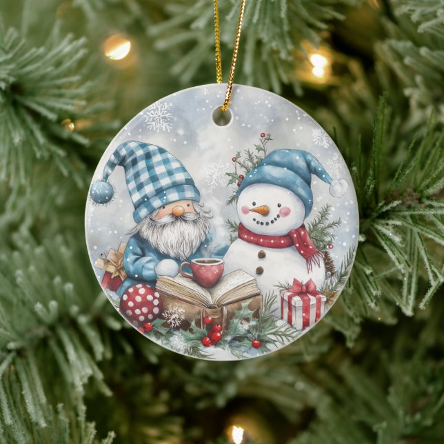 Décoration En Céramique Lutin de Noël Bleu  (Arbre)