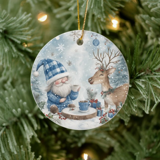 Décoration En Céramique Lutin de Noël Bleu  (Arbre)