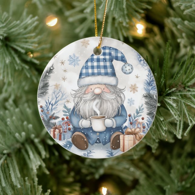 Décoration En Céramique Lutin de Noël Bleu  (Arbre)