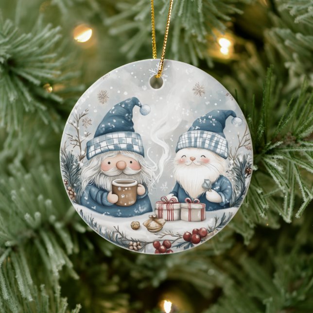 Décoration En Céramique Lutin de Noël Bleu  (Arbre)