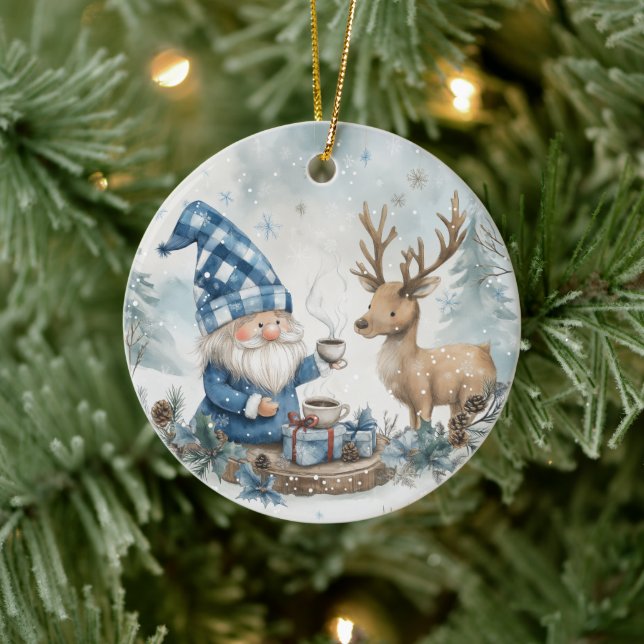 Décoration En Céramique Lutin de Noël Bleu  (Arbre)