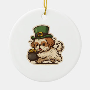 Décoration En Céramique Lutin Shih Tzu Maladroit Saint-Patrick