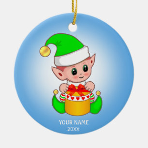 Décoration En Céramique Lutine de Noël mignonne et votre texte