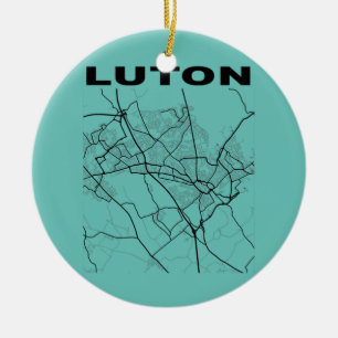 Décoration En Céramique Luton City Street Map Royaume-Uni Souvenir 