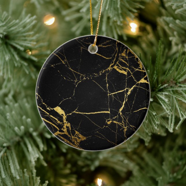 Décoration En Céramique Luxe Black and Gold Marble (Arbre)