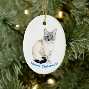 Décoration En Céramique Lynx Point Siamese Cat Custom Meowy Christmas