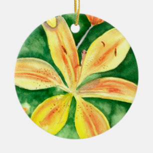 Décoration En Céramique Lys jaunes dans le jardin