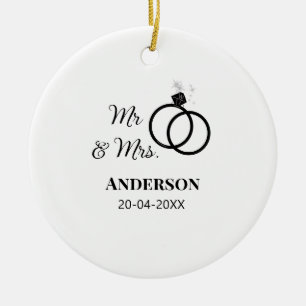Décoration En Céramique M & Mme ajoutent le nom de famille date année cade
