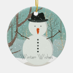 Décoration En Céramique M. Winter Souhaite Snowman Ornament Round
