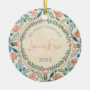 Décoration En Céramique Ma première aquarelle Vintage de Noël peinte #1