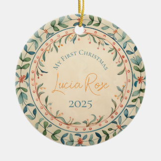 Décoration En Céramique Ma première couleur d'aquarelle Vintage de Noël #5