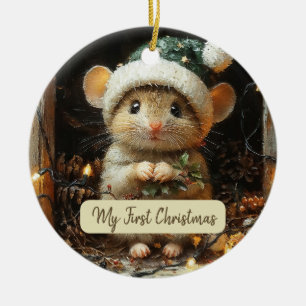 Décoration En Céramique Ma première souris de Noël Nom du bébé
