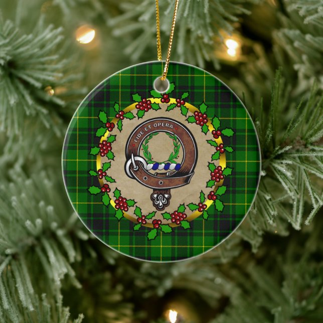 Décoration En Céramique MacArthur Badge & Tartan Noël personnalisé (Arbre)